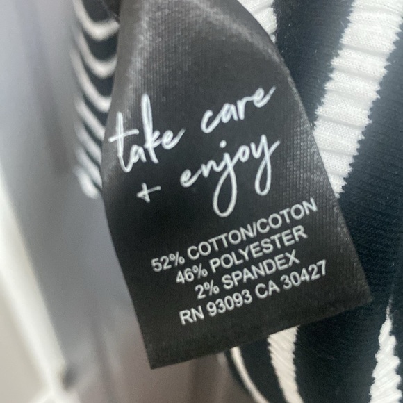 Nic & Zoe Late Sunset fit & flare black & white knit striped Dress XS NWT - Picture 9 of 9